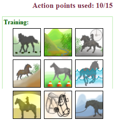 actions and action points on a tamed horse’s page